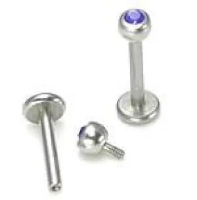 16g Internally Threaded Jewel Labret Stud - Internal Body Jewelry