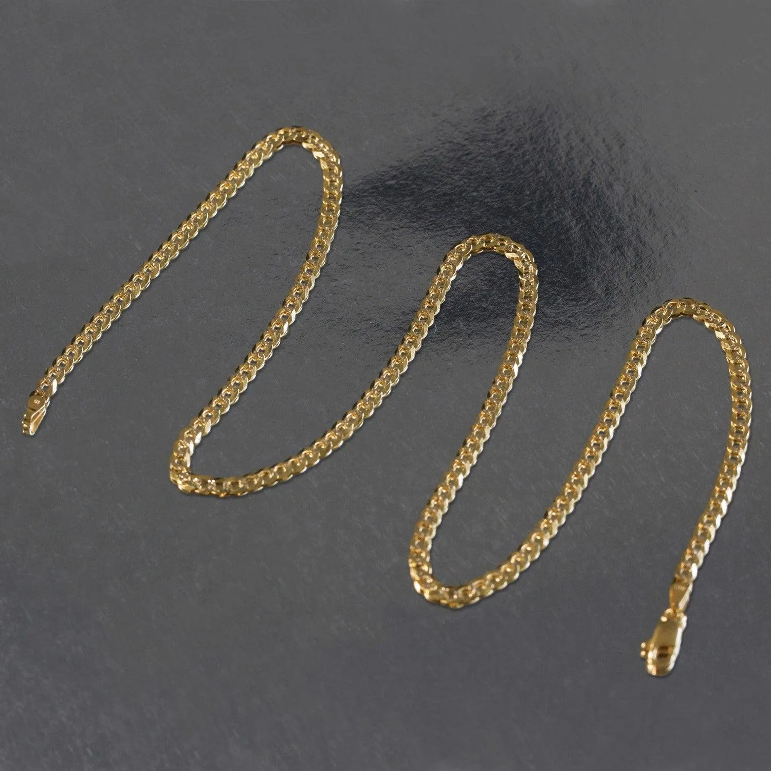 3.2 mm 14k Two Tone Gold Pave Curb Chain