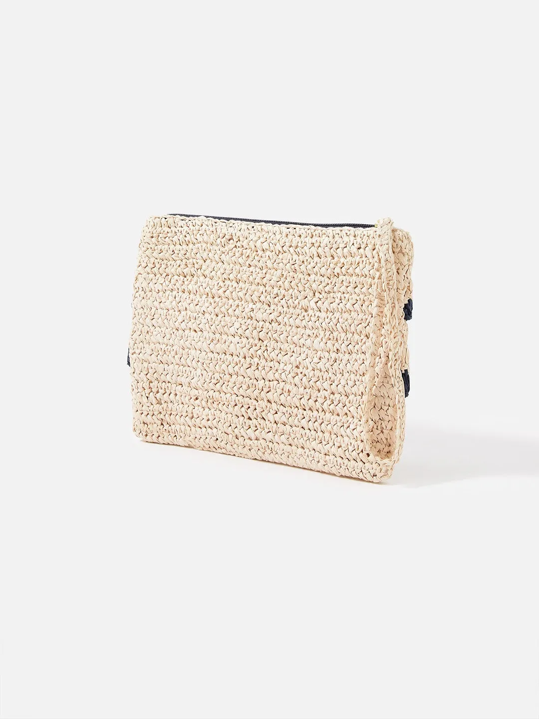 Accessorize London Women's Faux Leather Natural Ruffle Raffia Clutch