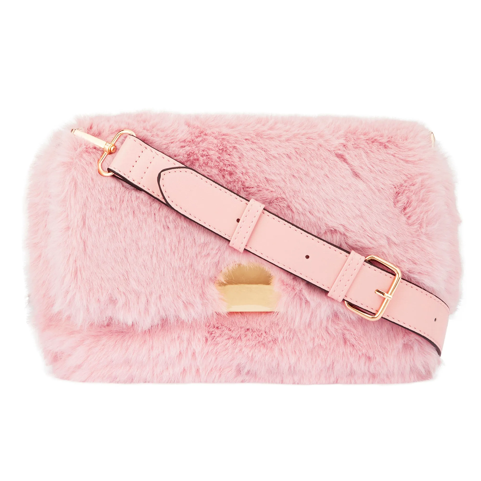 Accessorize London Women's Pink Faux Fur Shoulder Cross Body