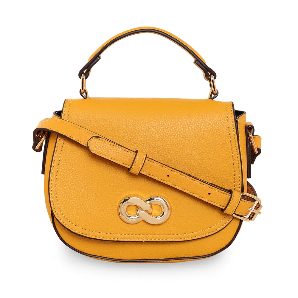 Accessorize London Yellow Metal Detail Satchel Sling Bag