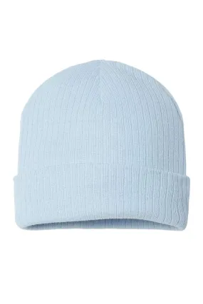 Atlantis Headwear Mens Sustainable Rib Cuffed Beanie - Light Blue