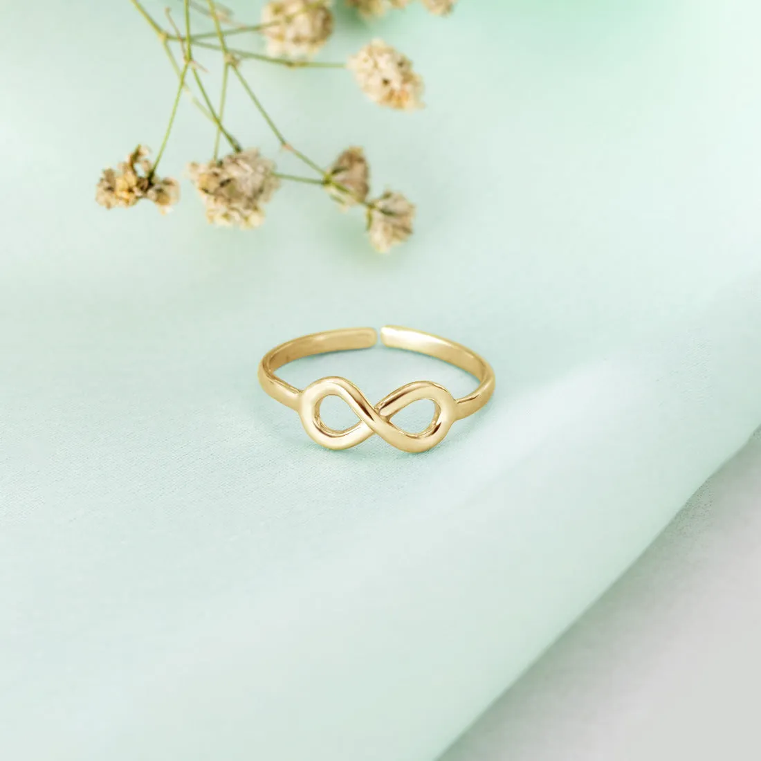 Eternal Love Gold-Plated 925 Sterling Silver Infinity Ring (Adjustable)