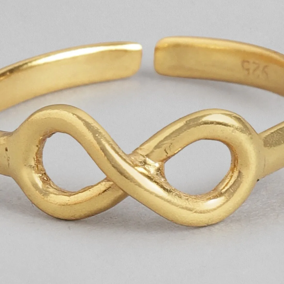 Eternal Love Gold-Plated 925 Sterling Silver Infinity Ring (Adjustable)