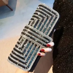 Glamorous Glitter Bling Rhinestone Decor Evening Clutch Bag