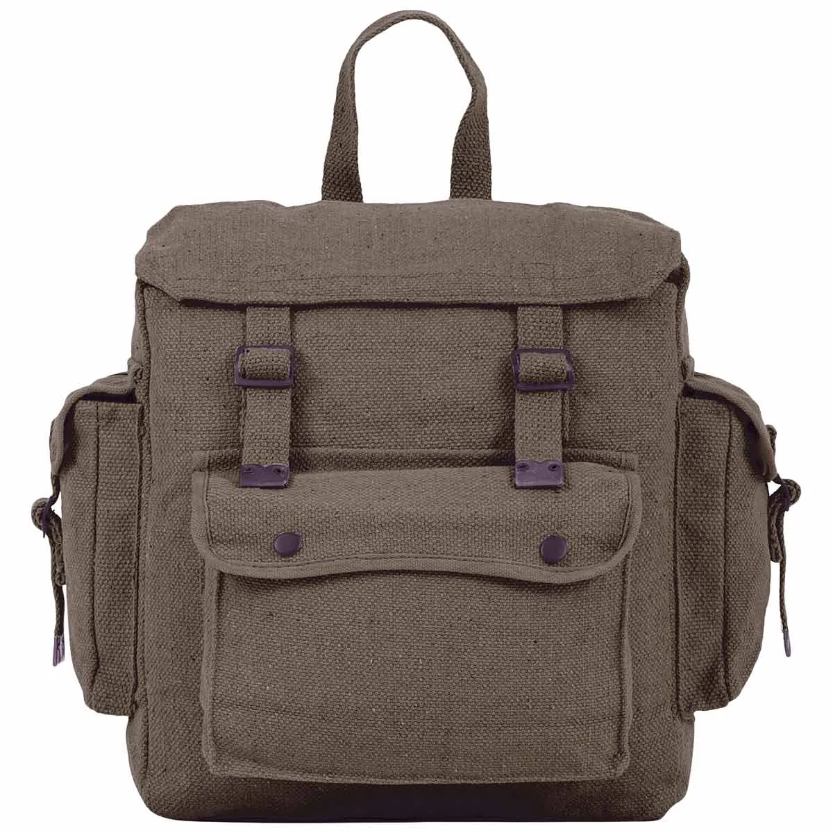 Highlander Olive Canvas Webbing Backpack with Pockets - 18L