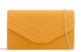 Koko L809 Mustard Faux Suede Clutch Bag