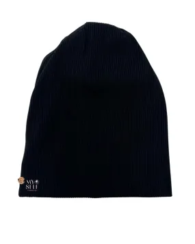 Lizi Headwear Solid Black Ribbed Beanie