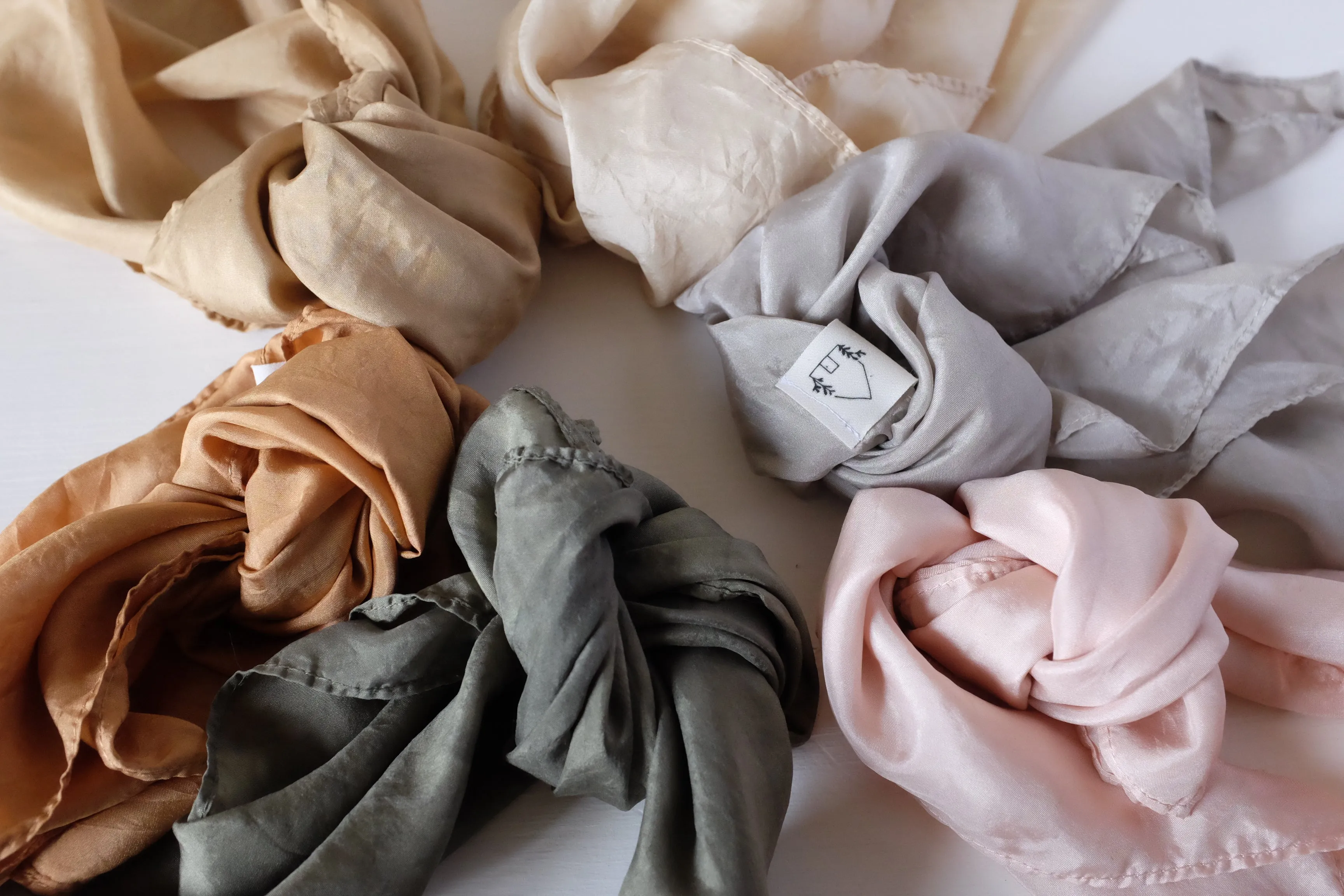 Naturally Dyed 100% Silk Scarves Neutral Earthy tones