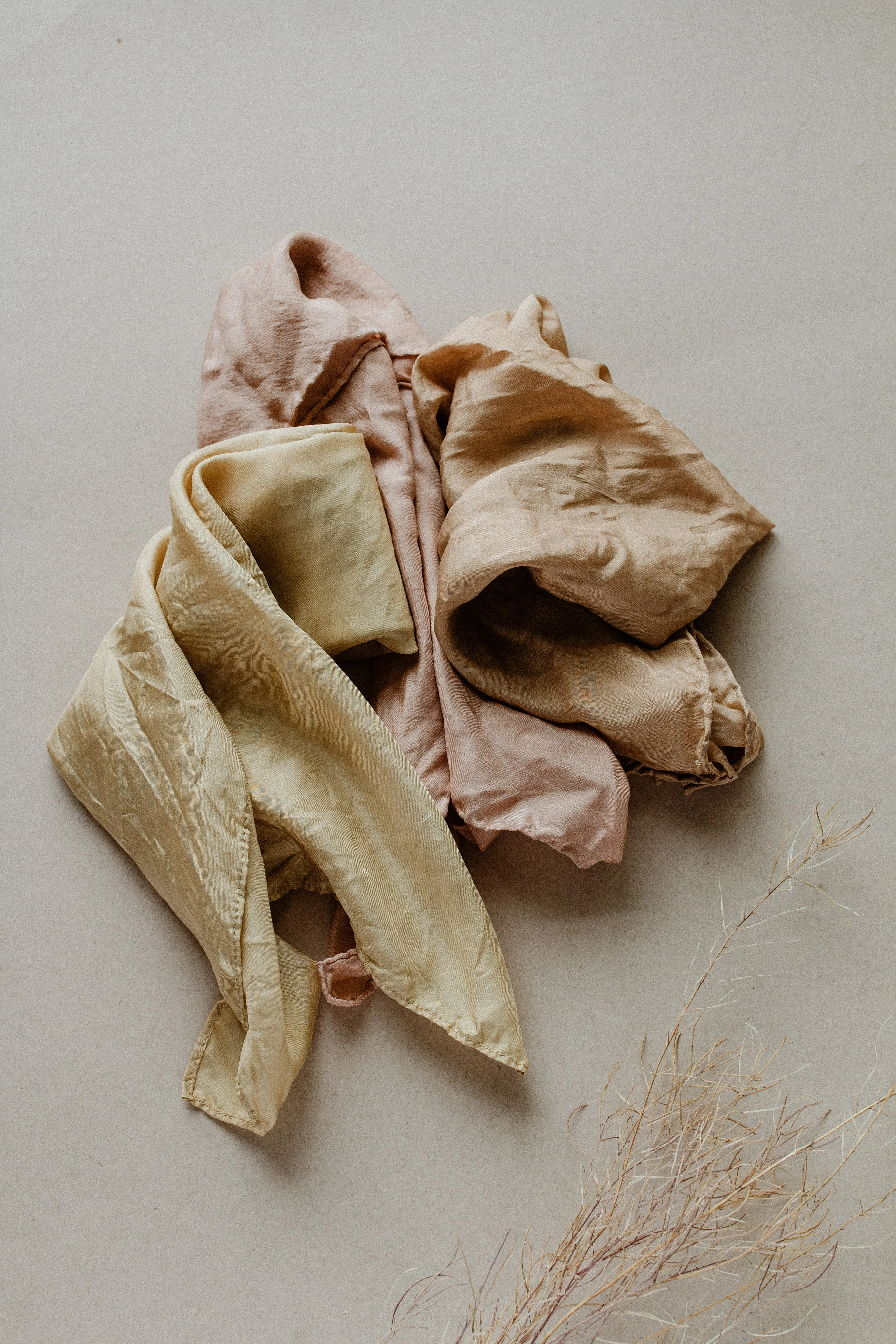 Naturally Dyed 100% Silk Scarves Neutral Earthy tones