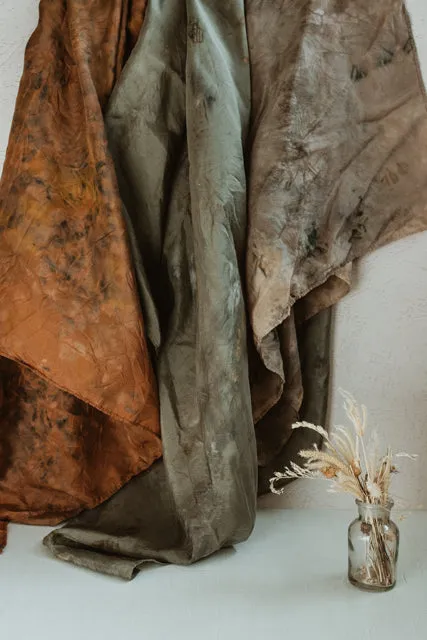 Naturally Dyed 100% Silk Scarves Neutral Earthy tones