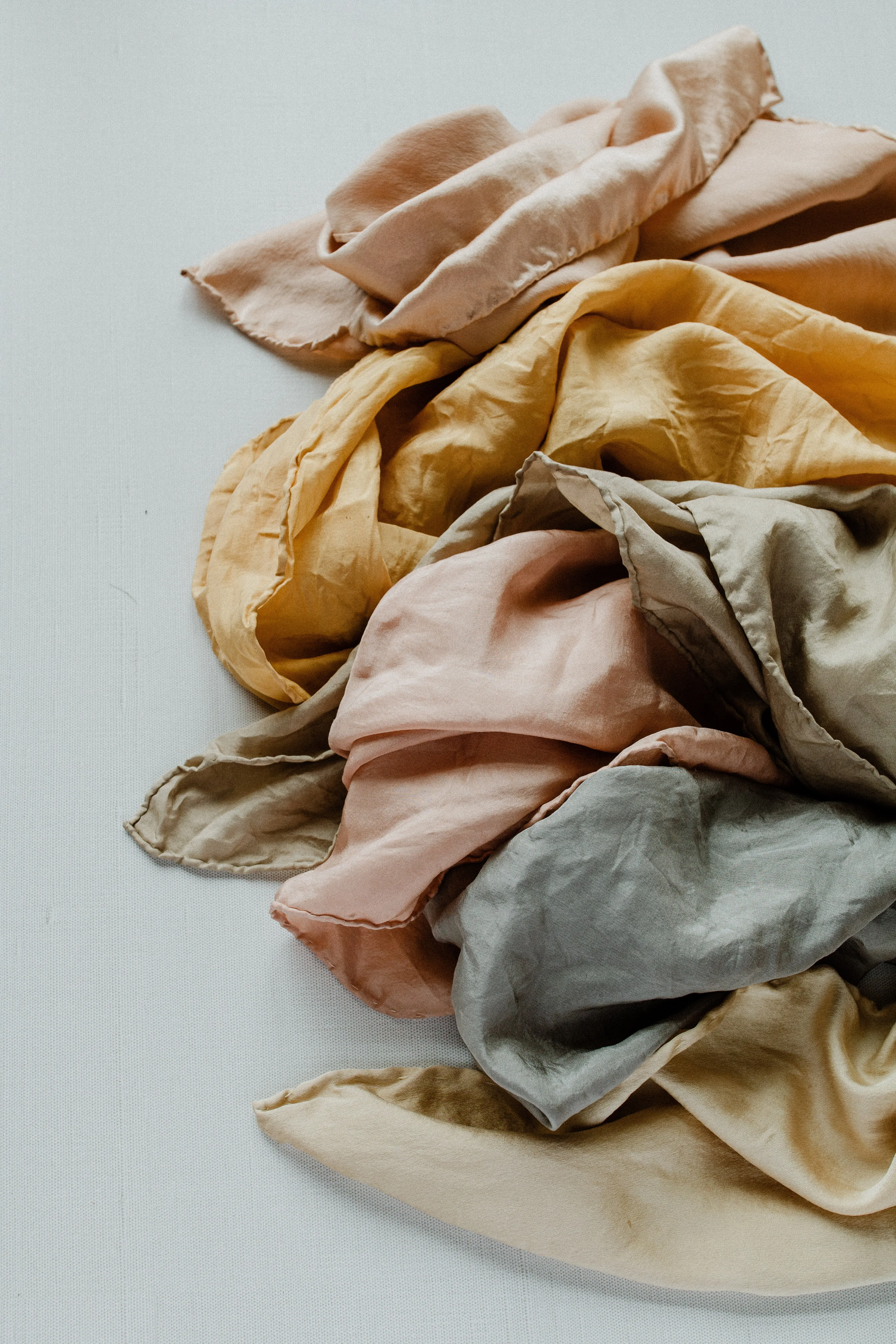 Naturally Dyed 100% Silk Scarves Neutral Earthy tones