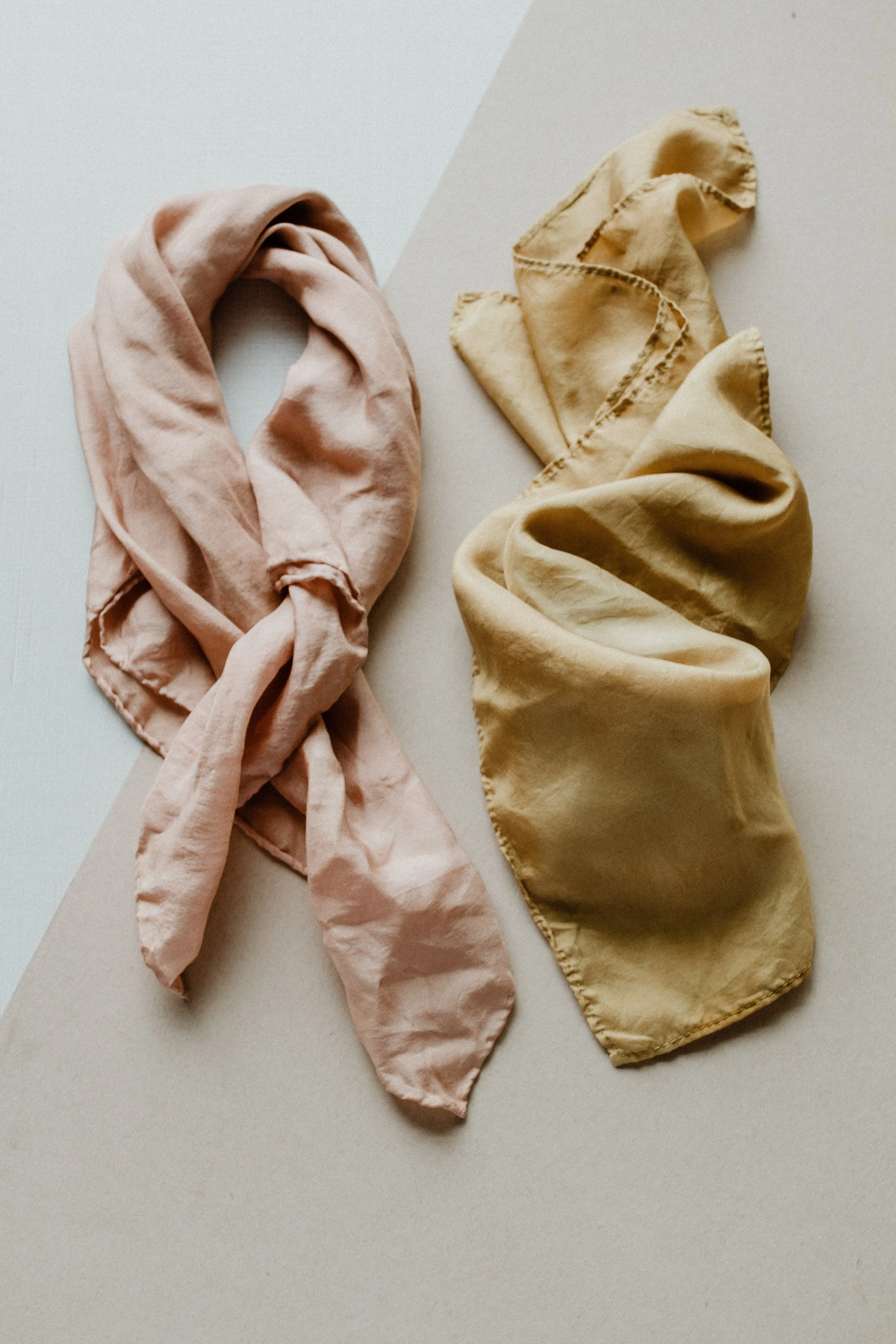 Naturally Dyed 100% Silk Scarves Neutral Earthy tones