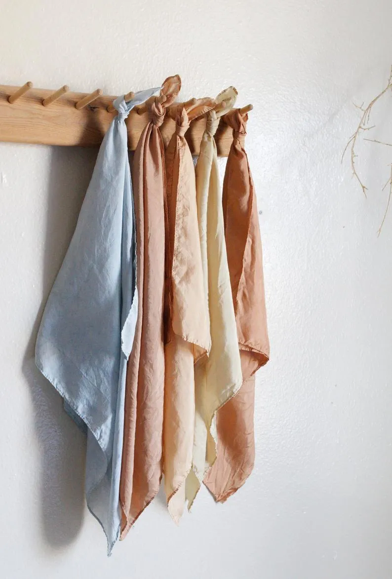 Naturally Dyed 100% Silk Scarves Neutral Earthy tones