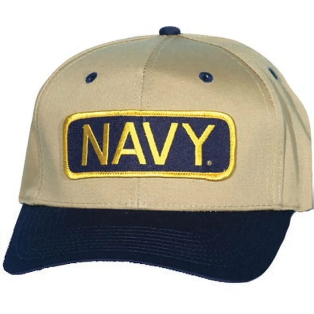 NAVY Bar Patch Blue & Khaki Ball Cap