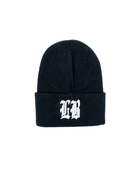 Old English LB Long Black Beanie