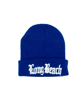 Old English Royal Blue Long Beanie