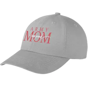 One Proud Army Mom Embroidered (Aqua Thread) Grey Ball Cap