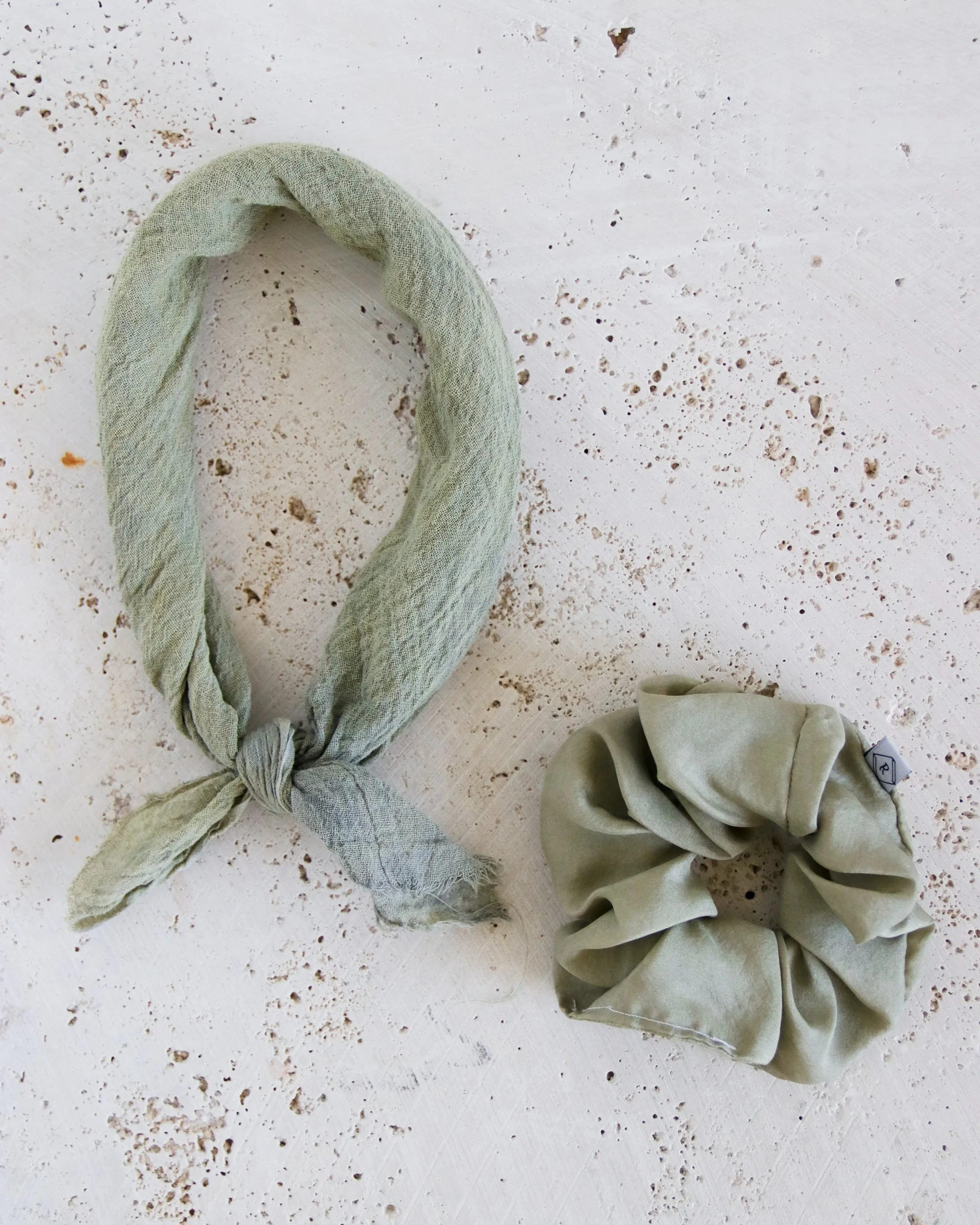 Sage Silk Plant Dyed Scrunchie