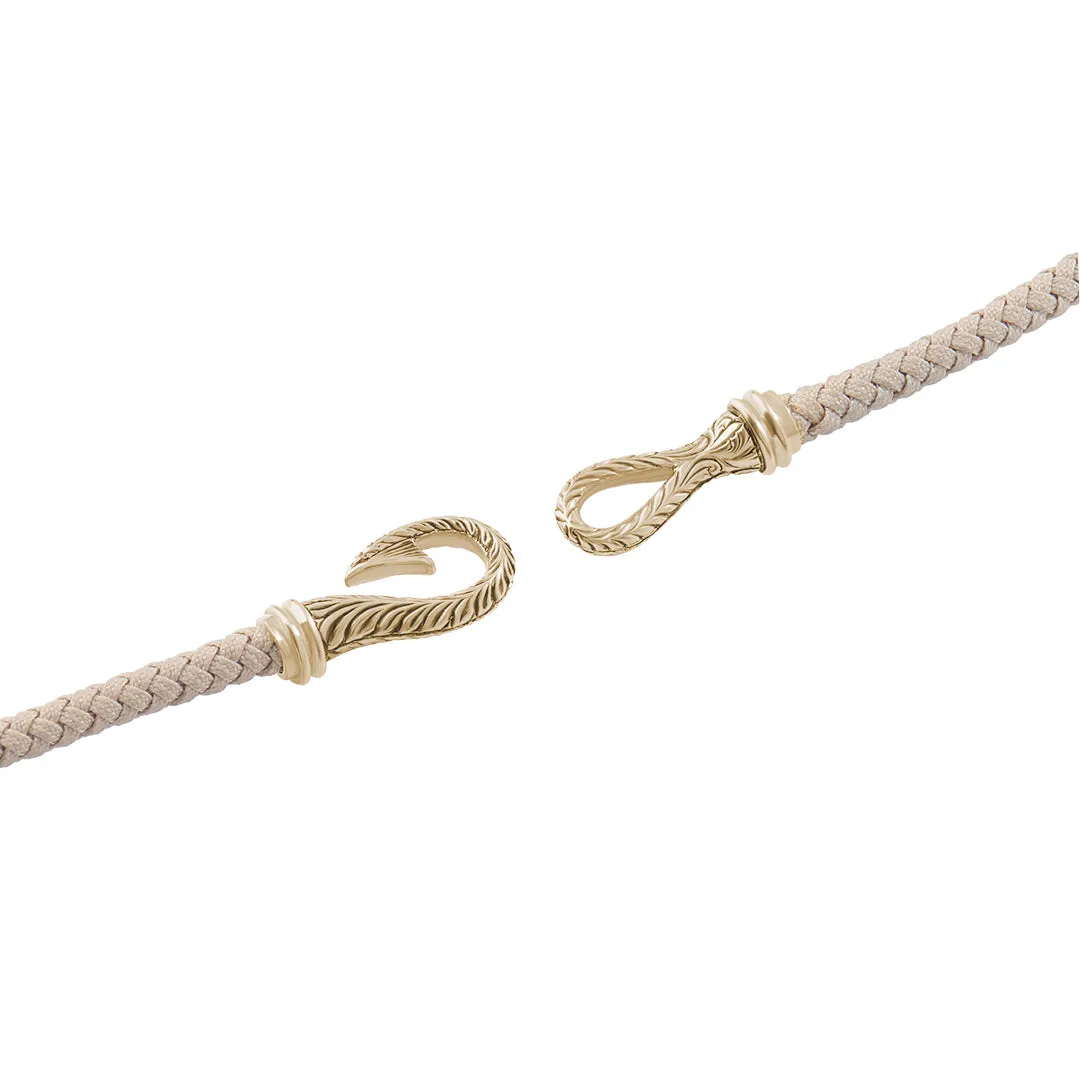 Sailor's Fish Hook Cotton Wrap Bracelet in Gold