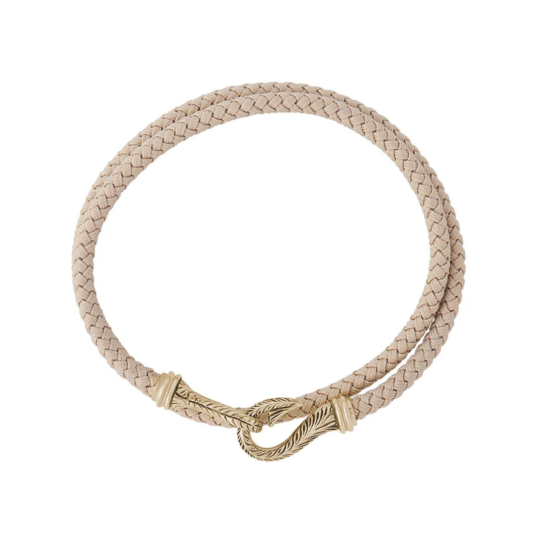 Sailor's Fish Hook Cotton Wrap Bracelet in Gold