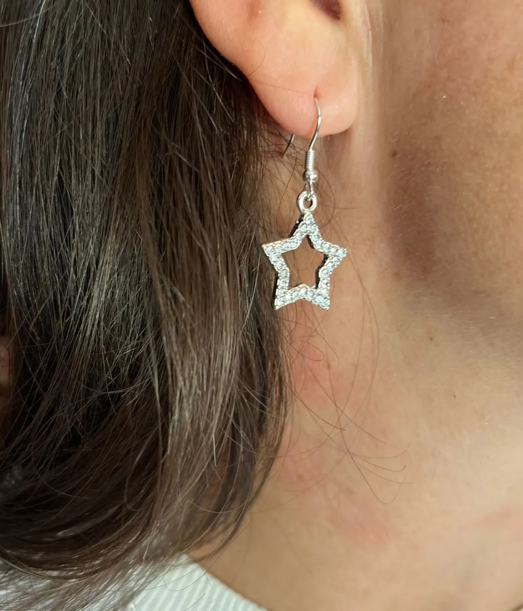 Silver Stars Earring & Necklace Set