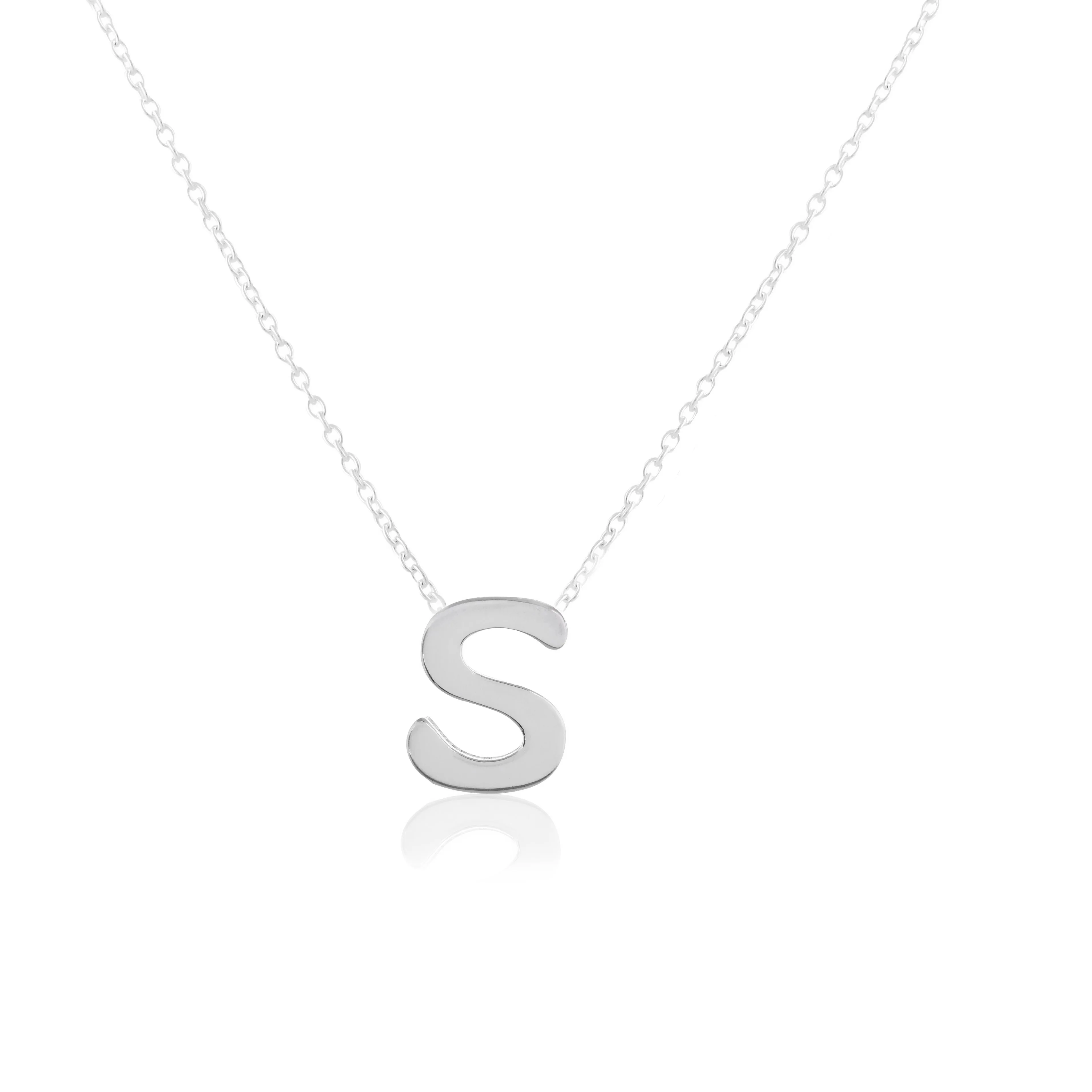 Sterling 925 silver Initials Alphabets S Pendants with chain | Jewellery Gift for Women & Girls | With Certificate of Authenticity and 925 Stamp | 6 Month Warranty*