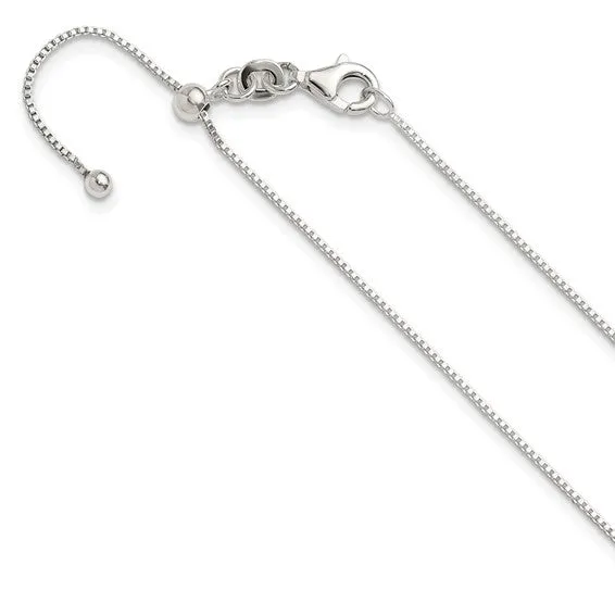 Sterling Silver Adjustable Slide 1mm Box Chains