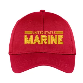 United States MARINE Design on Red Unstructed Ball Cap