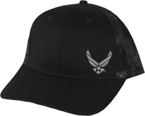 U.S. Air Force Symbol Left Panel on Black Snapback Trucker Cap