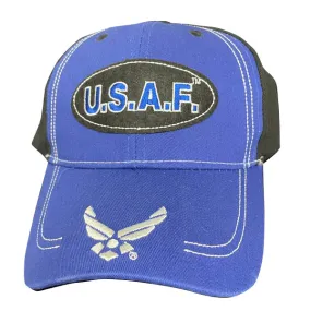 USAF Oval Design with Symbol in Multiple Position Embroidery on Ball Cap