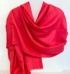 Wool and Silk Scarf - Electric Coral